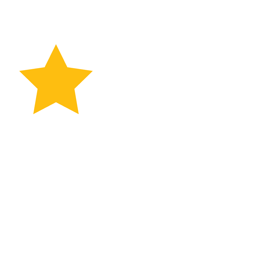 Icon of a gold star on a white microwave against a green background