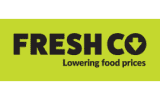 FreshCo logo with slogan 'Lowering food prices' on green background